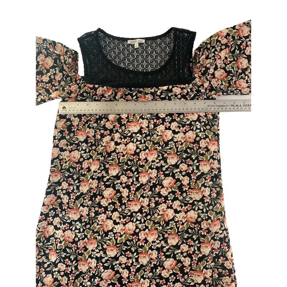 Charlotte Russe Womens Off-Shoulder Black Floral Dress With Lace Yoke Size XS - Picture 6 of 10